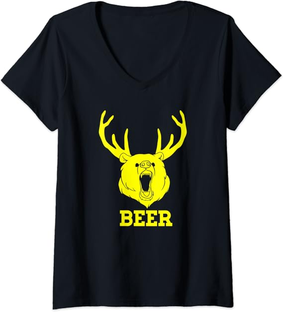 bear with antlers beer shirt